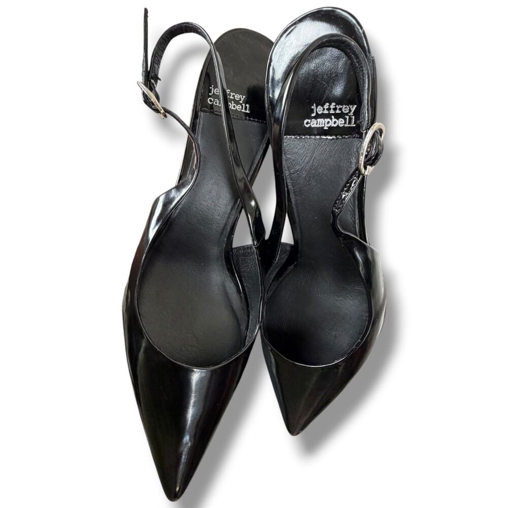 jeffrey campbell pointed toe patent slingbacks whimsigoth black women's pumps 10 - Picture 2 of 6